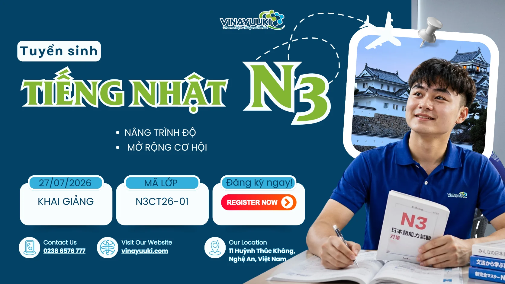 Tuyển sinh lớp tiếng Nhật N3 – N3CT26-01: Nâng cao năng lực tiếng Nhật, mở rộng cơ hội tại Nhật Bản