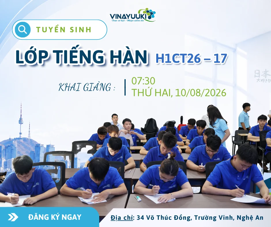 Tuyển sinh lớp tiếng Hàn H1CT26-17: Khai giảng ngày 10/08/2026